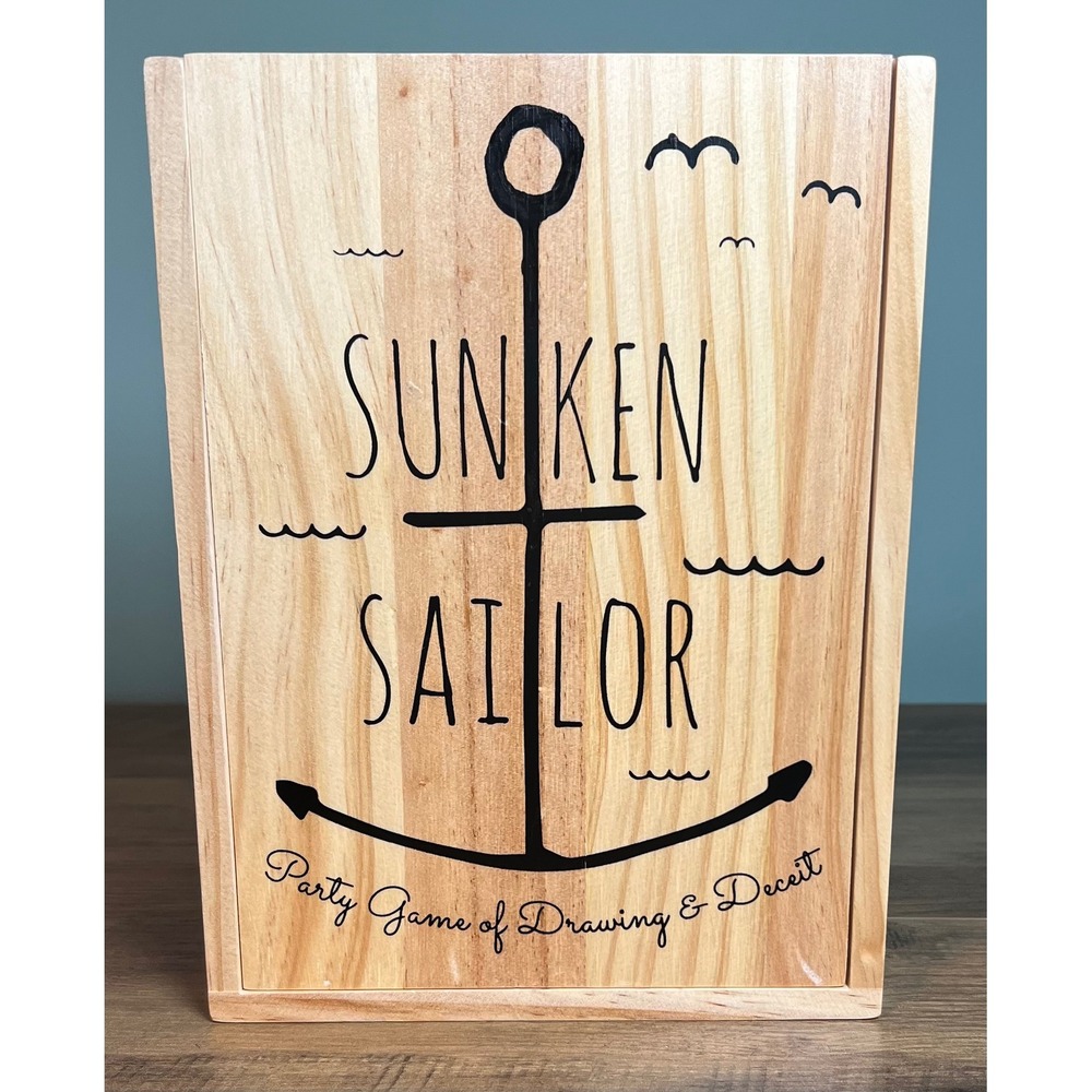 Buffalo Games Sunken Sailor Party Game  Drawing and Deceit Wooden Box Adult 17+